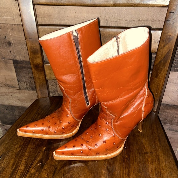 Jar boots hand made burnt orange red color - Picture 1 of 9